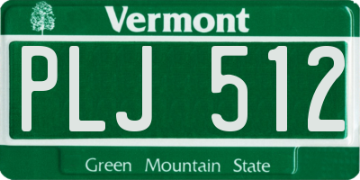 VT license plate PLJ512