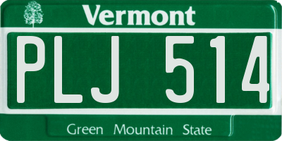 VT license plate PLJ514