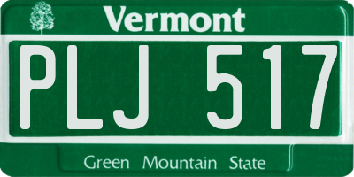 VT license plate PLJ517
