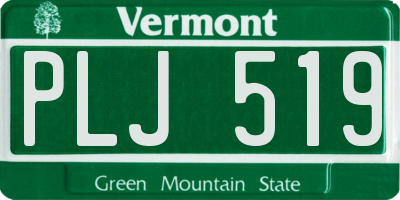 VT license plate PLJ519