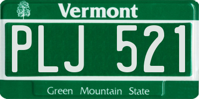 VT license plate PLJ521