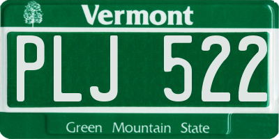 VT license plate PLJ522