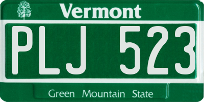 VT license plate PLJ523