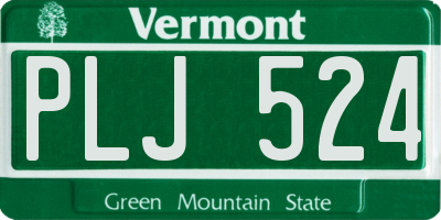 VT license plate PLJ524