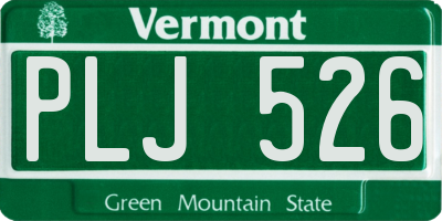 VT license plate PLJ526
