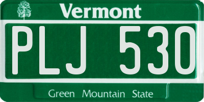 VT license plate PLJ530