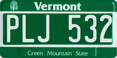 VT license plate PLJ532