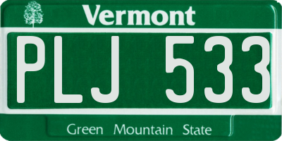 VT license plate PLJ533