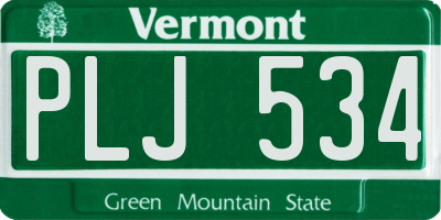 VT license plate PLJ534