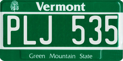 VT license plate PLJ535