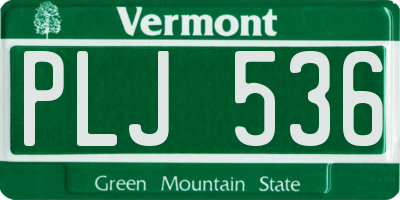VT license plate PLJ536