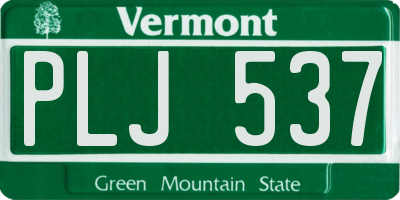 VT license plate PLJ537