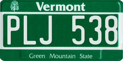 VT license plate PLJ538