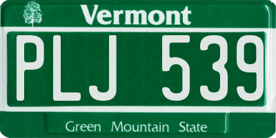 VT license plate PLJ539