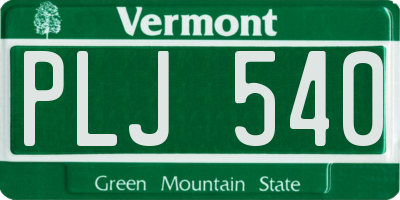 VT license plate PLJ540