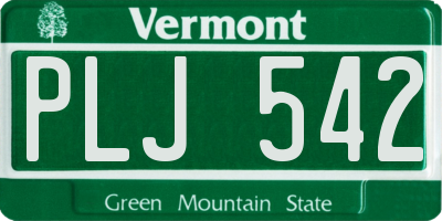 VT license plate PLJ542
