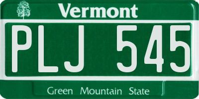 VT license plate PLJ545