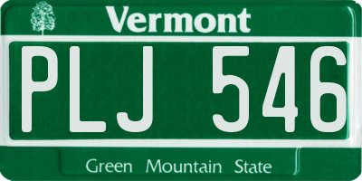 VT license plate PLJ546