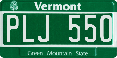 VT license plate PLJ550