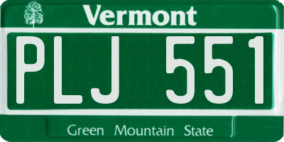 VT license plate PLJ551