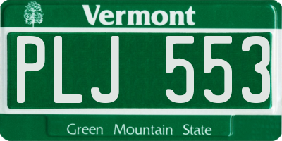 VT license plate PLJ553