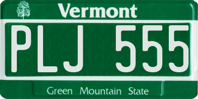 VT license plate PLJ555