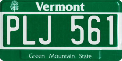 VT license plate PLJ561