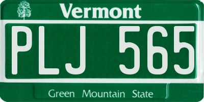 VT license plate PLJ565