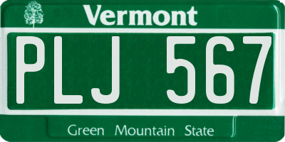 VT license plate PLJ567