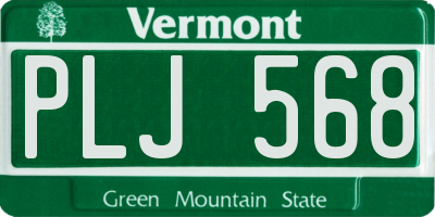 VT license plate PLJ568