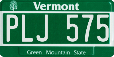 VT license plate PLJ575