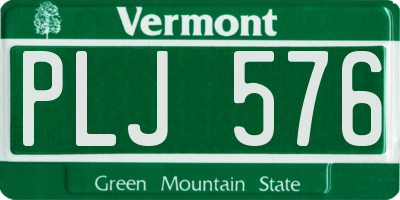 VT license plate PLJ576