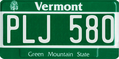 VT license plate PLJ580