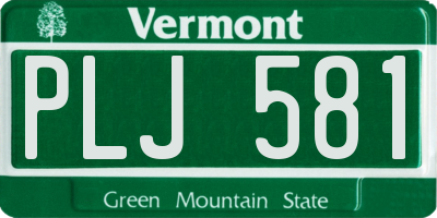 VT license plate PLJ581