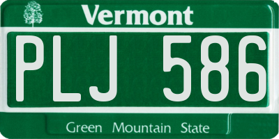 VT license plate PLJ586