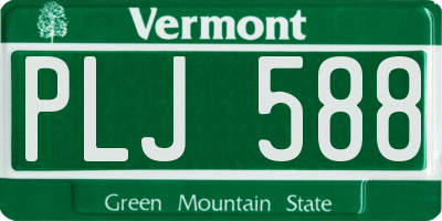 VT license plate PLJ588