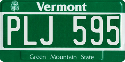 VT license plate PLJ595