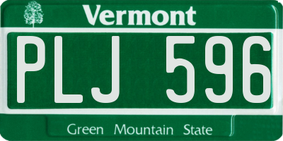 VT license plate PLJ596