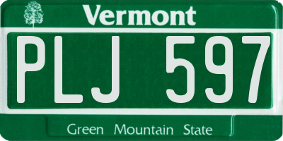 VT license plate PLJ597