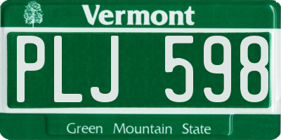 VT license plate PLJ598