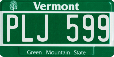 VT license plate PLJ599