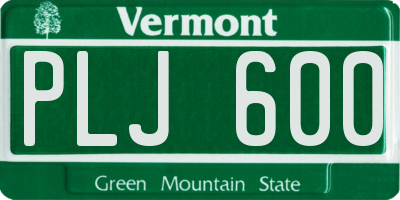 VT license plate PLJ600