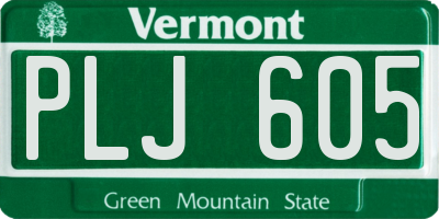 VT license plate PLJ605