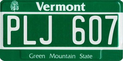 VT license plate PLJ607
