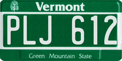 VT license plate PLJ612