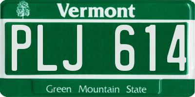 VT license plate PLJ614