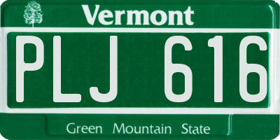 VT license plate PLJ616