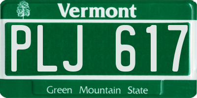 VT license plate PLJ617