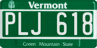 VT license plate PLJ618