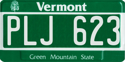 VT license plate PLJ623
